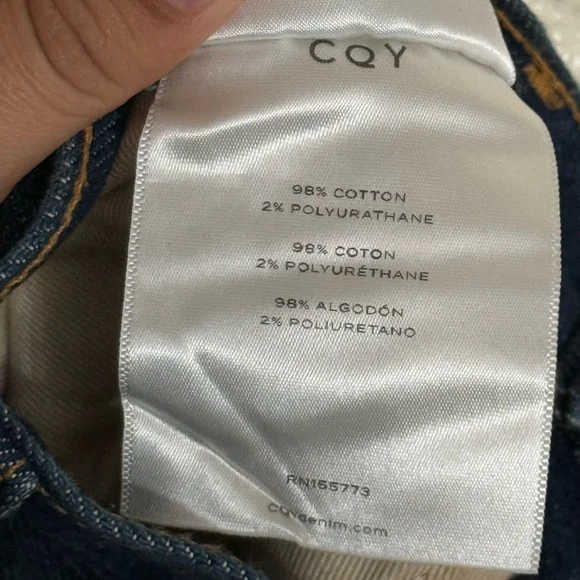 CQY Anthropology women’s Dark blue distress straight Slim denim jeans size 27 - Picture 12 of 12